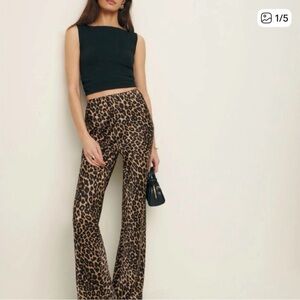 Reformation Gale long relaxed leopard cheetah print mid waist pants 12